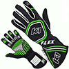 K1 Flex Auto Racing Gloves, Black/Fluorescent Green, Medium