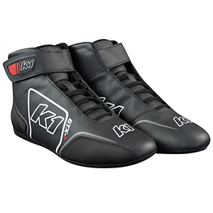 K1 GTX-1 Nomex Auto Racing Shoes, Black/Grey, Size 9