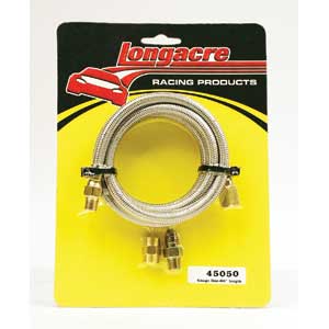 Longacre Steel braided gauge line - 60" with block fitting