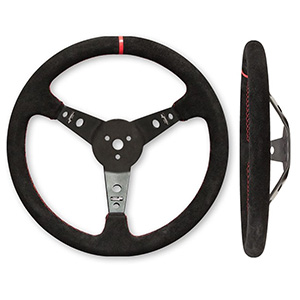 Longacre 15" Suede Dished Steering Wheel, Black