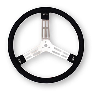 Longacre 15" Aluminum Steering Wheel, Black With natural spokes and smooth grip