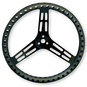 Longacre 14" Uncoated Black Aluminum Steering Wheel, Drilled, Dished