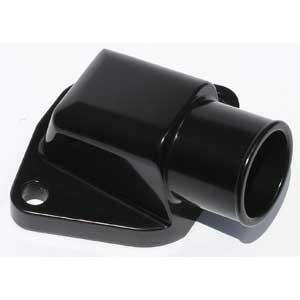 Meziere Fixed Waterneck, Chevy, Driver Side, 1 1/2" Hose, Black