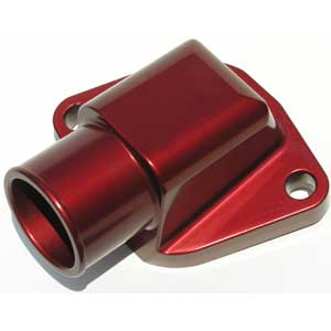 Meziere Fixed Waterneck, Chevy, Passenger Side, 1 1/2" Hose, Red
