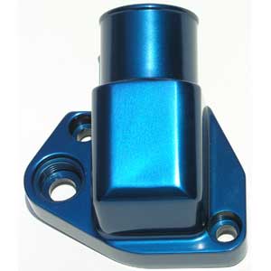 Meziere Thermostat Housing, Small Block Ford Windsor, Blue