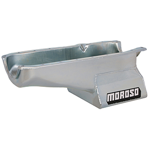 OIL PAN, SBC 86-UP WITH 1 PIECE SEAL PASSENGER SIDE DIP STICK, 8.25 IN. DEEP T-SUMP