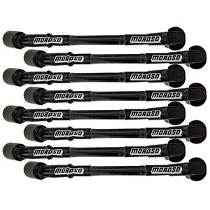 WIRE SET MOROSO ULTRA GM LS 11 INCH LONG COIL ON PLUG 90 DEG PLUG SLEEVED, BLACK WIRE