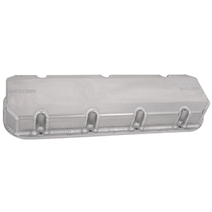 VALVE COVERS, BBC, 3 IN. TALL, POCKETS ON EXHAUST & INTAKE, FABRICATED ALUMINUM