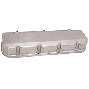 VALVE COVERS, BBC, 3 IN. TALL, POCKETS ON EXHAUST & TUBES ON INTAKE, FABRICATED ALUMINUM
