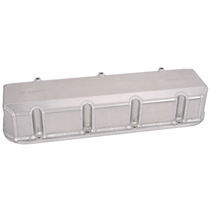 VALVE COVERS, BBC, 3.875 IN. TALL, POCKETS ON EXHAUST & TUBES ON INTAKE, FABRICATED ALUMINUM