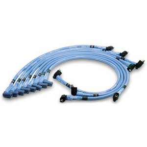 WIRE SET, SPIRAL CORE, SLEEVED, SBC, NON-HEI, BLUE, 90 DEGREE