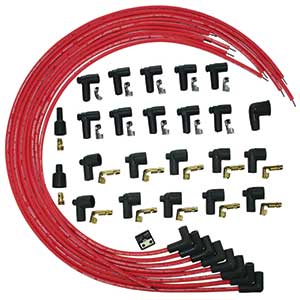 IGNITION WIRE SET, BLUE MAX, UNIVERSAL, RED, 90 DEGREE
