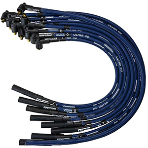 IGNITION WIRE SET, ULTRA 40, SLEEVED, BBC NON-HEI, STRAIGHT, BLUE