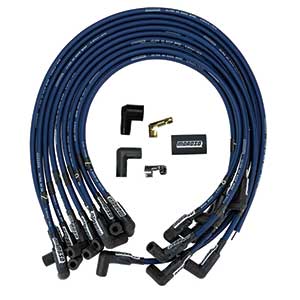 IGNITION WIRE SET, ULTRA 40, UNSLEEVED, BBC, HEI, CRAB CAP, BLUE
