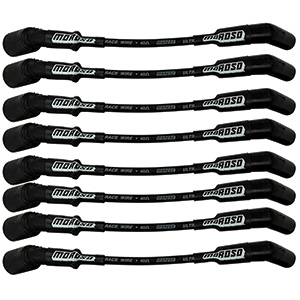 IGNITION WIRE SET, ULTRA 40, UNSLEEVED, GM LS, 9.75 IN., 135 DEGREE, BLACK