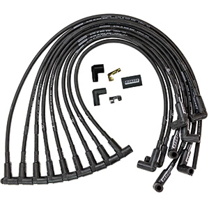 IGNITION WIRE SET, ULTRA 40, UNSLEEVED, BBC OVER VALVE COVER, HEI, 135 DEGREE