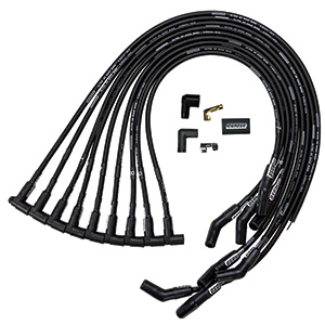 IGNITION WIRE SET, ULTRA 40, UNSLEEVED, BBC UNDER HEADER, HEI, 135 DEGREE