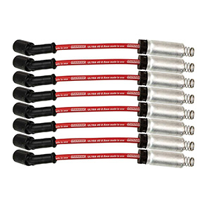 WIRE SET 8.5MM RED ULTRA 40, LS 9.75 IN. LONG W ALUM. HEATSHIELD