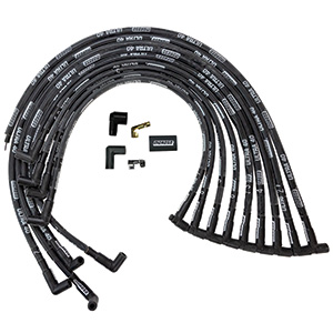 IGNITION WIRE SET, ULTRA 40, SLEEVED, SBC, HEI, 90 DEGREE, BLACK