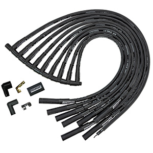 IGNITION WIRE SET, ULTRA 40, SLEEVED, BBC HEI, STRAIGHT, BLACK