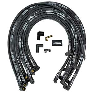 IGNITION WIRE SET, ULTRA 40, SLEEVED, BBC NON-HEI, 90 DEGREE, BLACK