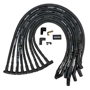 IGNITION WIRE SET, ULTRA 40, SLEEVED, FORD 351W HEI, 135 DEGREE, BLACK