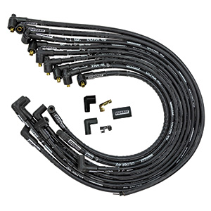 IGNITION WIRE SET, ULTRA 40, SLEEVED, SBC, NON-HEI, 90 DEGREE, BLACK