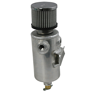 TANK, BREATHER, CATCH CAN,  3/8 NPT FEMALE AND 1/2 NPT FEMALE, ROLL BAR MOUNT