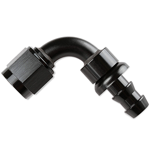 Mr Gasket -6 90 Deg Hose End Push-On Black