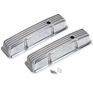 Mr Gasket Cast Alum V/C Polished Finned Sbc 283-350 W/Hole