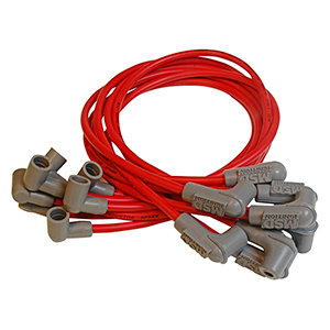 MSD Super Conductor Spark Plug Wire Set for a Small Block Chevy, Socket Distributor Cap, Red