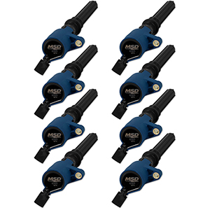 MSD Blaster Coils, for 1998-2014 Ford 4.6/5.4 Liter 2-Valve Engine, 8 Pack, Blue