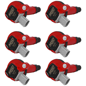 MSD Coils for Ford EcoBoost 3.5 Liter Engine, 6 Pack, Gray Plug, Red