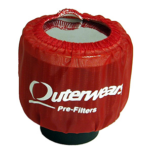 Outerwears Pre-Filter, Crank Breather, Non-Shielded, 3" Diameter x 2-1/2" Tall, Red