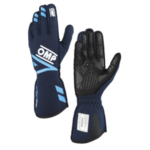 OMP Racing One Evo-FX Gloves, Navy Blue/Cyan Size L