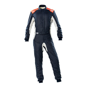 OMP Racing One-S Suit, Navy Blue/Orange Size 50