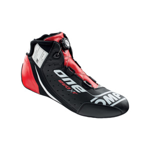 OMP Racing One Evo X R Shoes, Black/Red Size 45