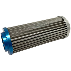 Peterson 09-0418 400 Series Stainless Steel Filter Element - 20AN, 75 Micron without Bypass, Silver/Blue Endcaps