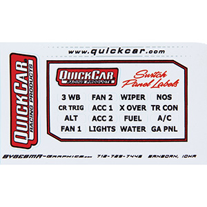 QuickCar Labels for Large Switch Panels