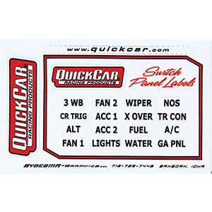 QuickCar Labels for Small Switch Panels