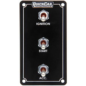 QuickCar Ignition Panel Weatherproof 3 Switch Vert. with Pigtail