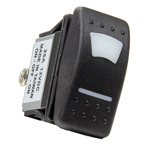 QuickCar Lighted On-Off-On Rocker Switch Red