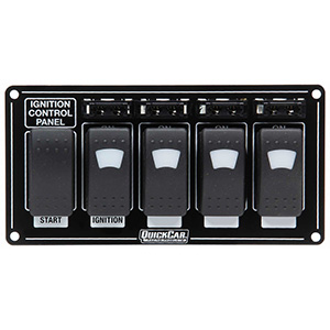 QuickCar Ignition Panel Rocker Switch Panel Fused Lighted Black