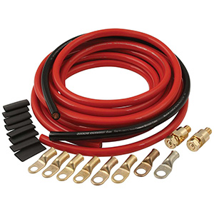 QuickCar Battery Cable Kit 4 AWG 15' Red & 2' Black cable 2 Side Mount Terminals 8 power rings