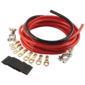 QuickCar Battery Cable Kit 2 AWG 15' Red & 2' Black cable 2 battery Terminals 8 power rings