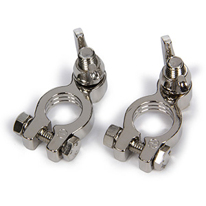 QuickCar Battery Terminals Top-Mount Nickel Plated Brass (pair)