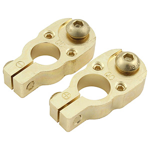 QuickCar Battery Terminals Top-Mount Gold Plated Brass (pair)