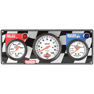 QuickCar 2-1 Gauge Panel OP/WT WITH 3-3/8" Tachometer