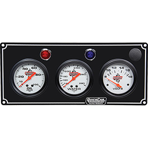 QuickCar 3 Gauge Panel OP/WT/Volt Black