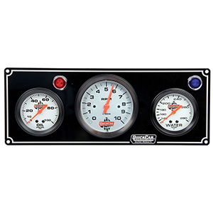 QuickCar 2-1 Gauge Panel OP/WT WITH 3-3/8" Tachometer Black